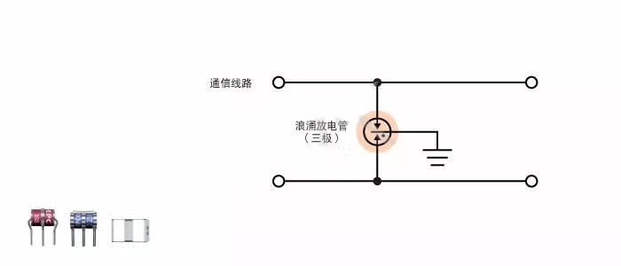 圖3　浪涌放電管(三極)的高速通信線路保護(hù)電路示例