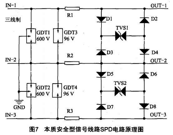 本質(zhì)安全型信號線路SPD電路原理圖